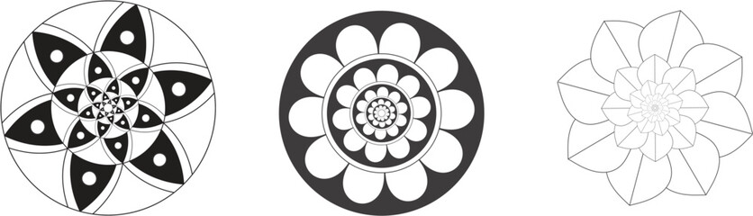 A collection of minimalist floral designs circular symmetry and balance art