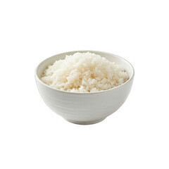 Studio Shot of a White Bowl Filled with Steamed White Rice Isolated on a Transparent Background with Soft Lighting