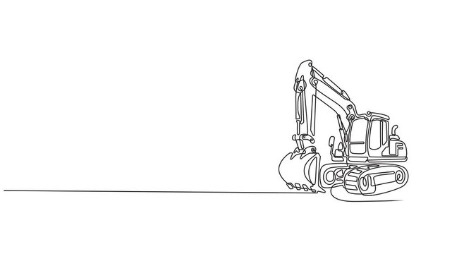 Long Arm Excavator animation continuous one line drawing, Full length animation illustration. High quality 4k video. Long Arm Excavator Continuous Line Drawing Minimalist Industrial Design Vector pro.