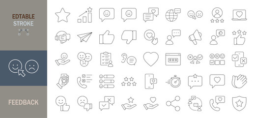 Feedback icon set.  Editable line icons. Vector illustration.
