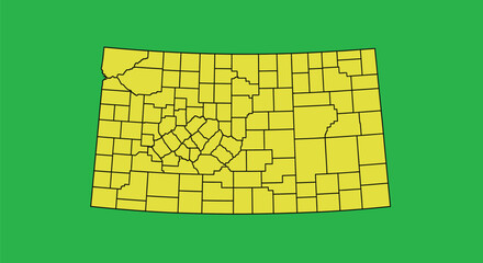 Kansas county map outline vector illustration for geography study