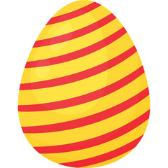 A Detailed Yellow Easter Egg Adorned With Vibrant Red Stripes And A Subtle Shadow Effect On A Clean Transparent Background Ideal For Spring Celebrations