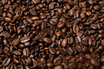 details of clustered coffee beans