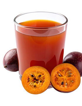 Authentic brazilian bacuri juice, a rare and delicious tropical drink in a stylish glass, professionally isolated on a white background