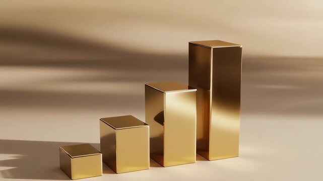3D gold bar chart animation business growth and success - Powered by Adobe