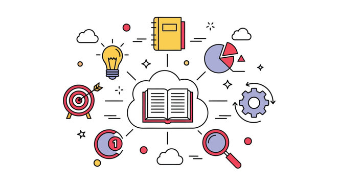 Business strategy knowledge learning and development vector design