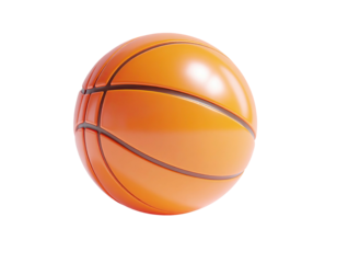 Realistic, isolated orange basketball with black seams