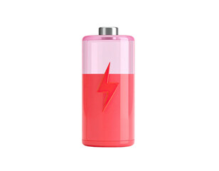 3D battery icon, half charged with pink lightning bolt