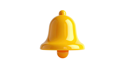 Glossy yellow notification bell against a plain black backdrop