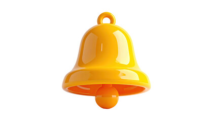 Glossy yellow bell icon with a loop handle on black background