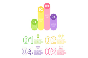 Infographic set illustrating various data trends using colorful bars and text. Key information outlined in clear and engaging way for easy understanding of statistics