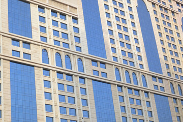 Modern skyscrapers with contemporary glass facade design