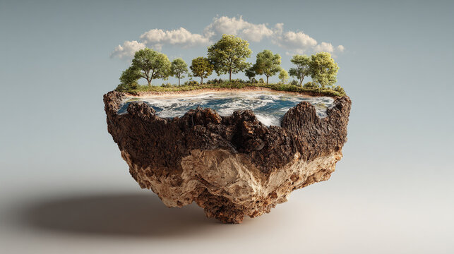 Earth and nature intertwined with futuristic technology elements symbolizing environment sustainability and global care concept digital illustration for climate conservation green energy awareness