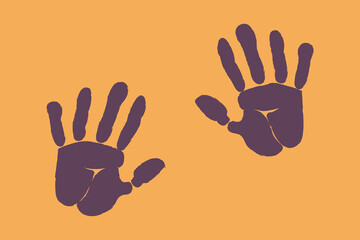 Vivid Orange With Purple Handprints