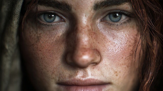 Face split between digital and organic skin showing fusion of human and technology half natural human texture half cybernetic digital interface futuristic concept of transhumanism and identity