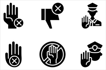 Fototapeta premium Rejection perfect linear icon set. Negative response, offer refusal. Thin line on white background