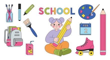 Back to school supplies illustration for education and learning