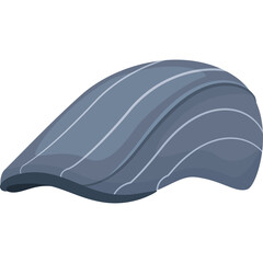 A Flat Cap With Vertical Stripes In Shades Of Blue And White On A Transparent Background