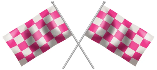 Fotobehang Kids Crossed Pink and White Checkered Racing Flags Illustration  © GraphicsRF
