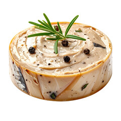 Homemade smoked mackerel dip, a healthy and flavorful appetizer, presented without a container for a clean look, isolated on white background
