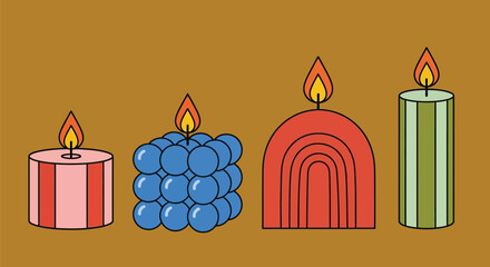 Decorative candles modern art home decor wax lights flame design set