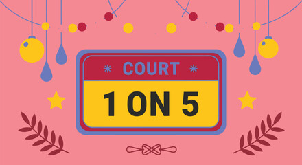 Court illustration one on five game vector graphic design element