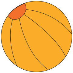 A Simple Orange and Red Beach Ball Isolated on a Transparent Background