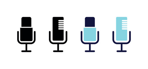 Minimal Studio Microphone Icon, Flat Vector Podcast, Broadcast and Audio Recording Symbol