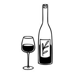 hand drawn wine doodle for bar menu