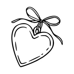 hand drawn stitched heart with ribbon bow