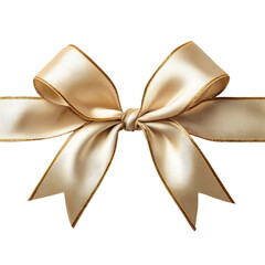 Naklejka premium Gold bow with trim, centered on transparent background