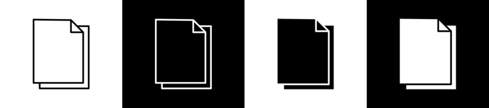 White Paper icon set in line and glyph style on black and white background