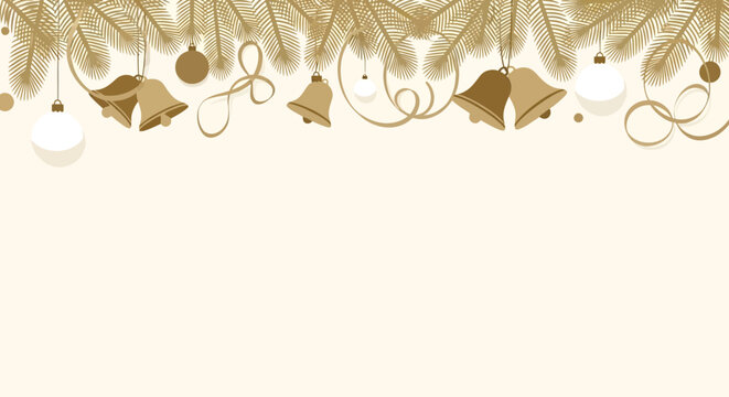 Festive bells and Christmas ornaments background