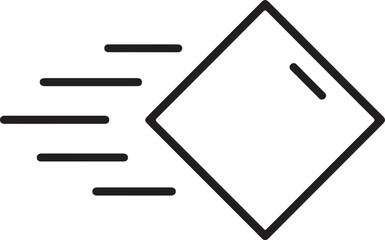 Simple line icon of a fast moving box or package