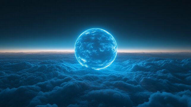 Mystical glowing sphere floating in dark environment soft ambient light illuminating subtle details ethereal and minimalistic concept of energy focus and abstract luminescent orb