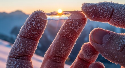 Ephemeral Encounter: Capturing Sunlight Through a Frozen Lens in Winter Landscape