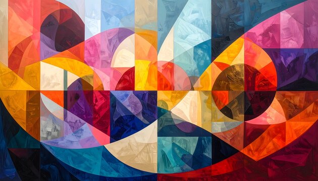 Colorful Geometric Abstraction A Captivating Dance of Shapes and Colors