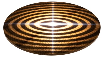 Hypnotic wooden disk with concentric patterns illuminated by bright center light