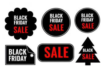 Black Friday Sale Labels and Tags isolated on a transparent background image