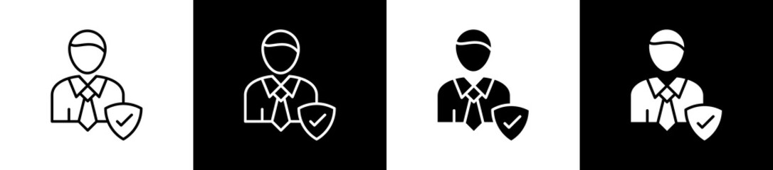 Content Wording icon set in line and glyph style on black and white background