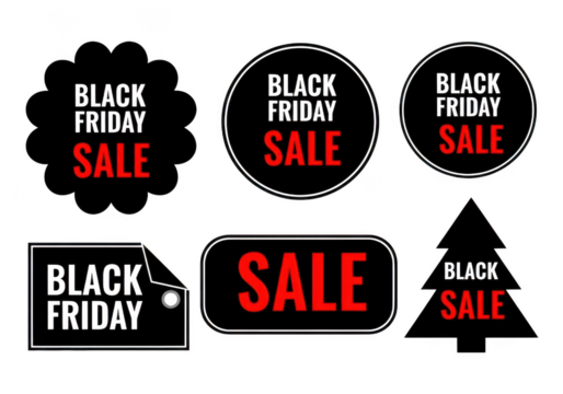 Black Friday Sale Labels and Tags isolated on a transparent background image