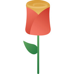 A Single Red Rose With A Green Stem And Leaf On A Transparent Background A Beautiful Flower Symbolizing Love And Romance Ideal For Design Projects