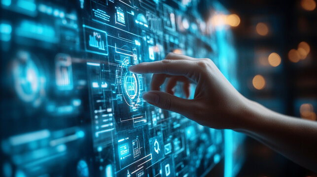 Futuristic workspace concept showcasing technology integration, innovation, automation, and collaboration, representing the evolving landscape of modern work and digital progress.