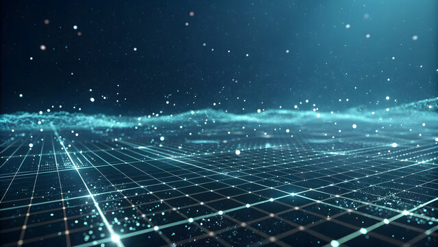 Digital network flow abstract blue background art