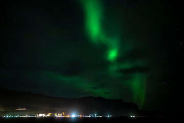 Aurora Borealis, northern lights over Reykjavik, Iceland