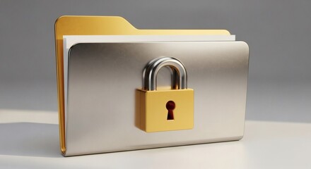 Secure Folder with Padlock Icon, Digital Security and Data Protection Concept