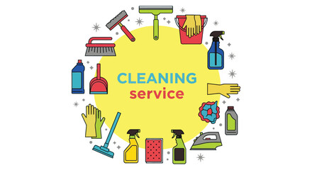 Fototapeta premium Cleaning service professional home and office cleaners company offer