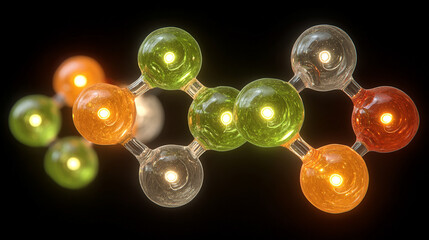 visualization of glowing molecular structure with luminous bonds and atoms creating futuristic scientific abstract concept perfect for education research and digital design