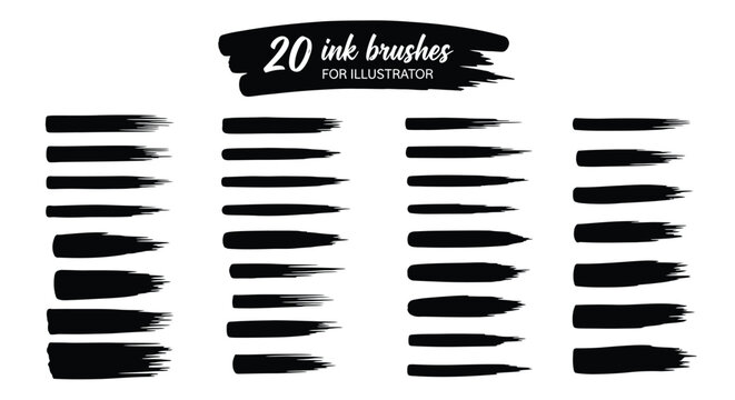 Vector ink brush strokes set for illustrator and graphic design