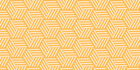 seamless pattern with yellow stripes line creative web hexagon type grid square repeat overlap triangle textile background.	